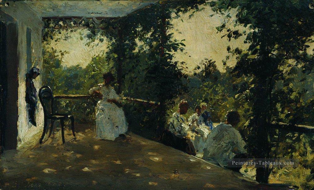 sur la terrasse 1908 1 Ilya Repin Peintures à l'huile